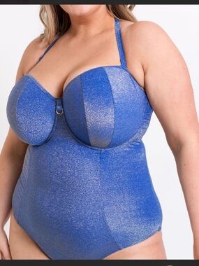 NEW Curvy Kate Sapphire Seas Bandeau Strapless Multiway Swimsuit Glitter Sparkle